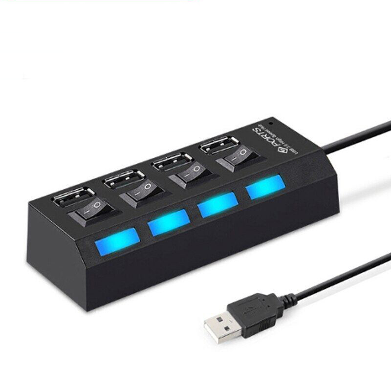 Bộ chia USB 1 ra 4, Hub chia usb có công tắc-chia cổng USB 1 ra 4 cổng - BH 1 Năm