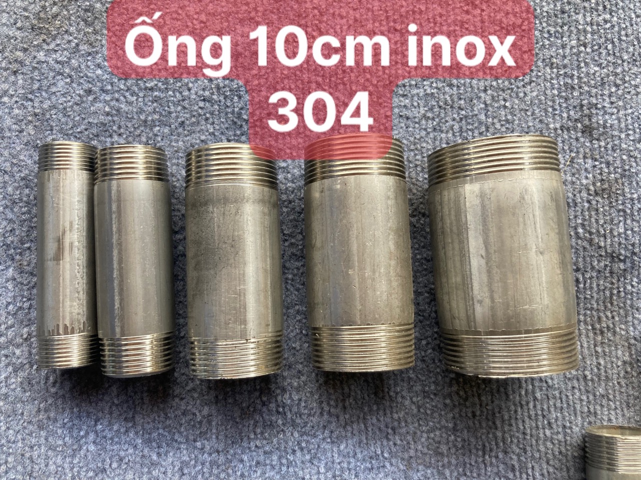 Ống inox 304, ống ren inox 304, nối ren ngoài inox 304,ống hai đầu ren 10cm, 20cm inox 304