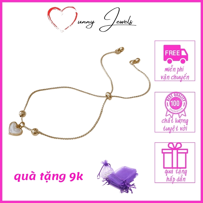 [FREE SHIP + QUÀ 9K] Vòng tay nữ hình trái tim Ounny jewels SP10 lắc tay mạ vàng có dây rút điều chỉnh tiện lợi