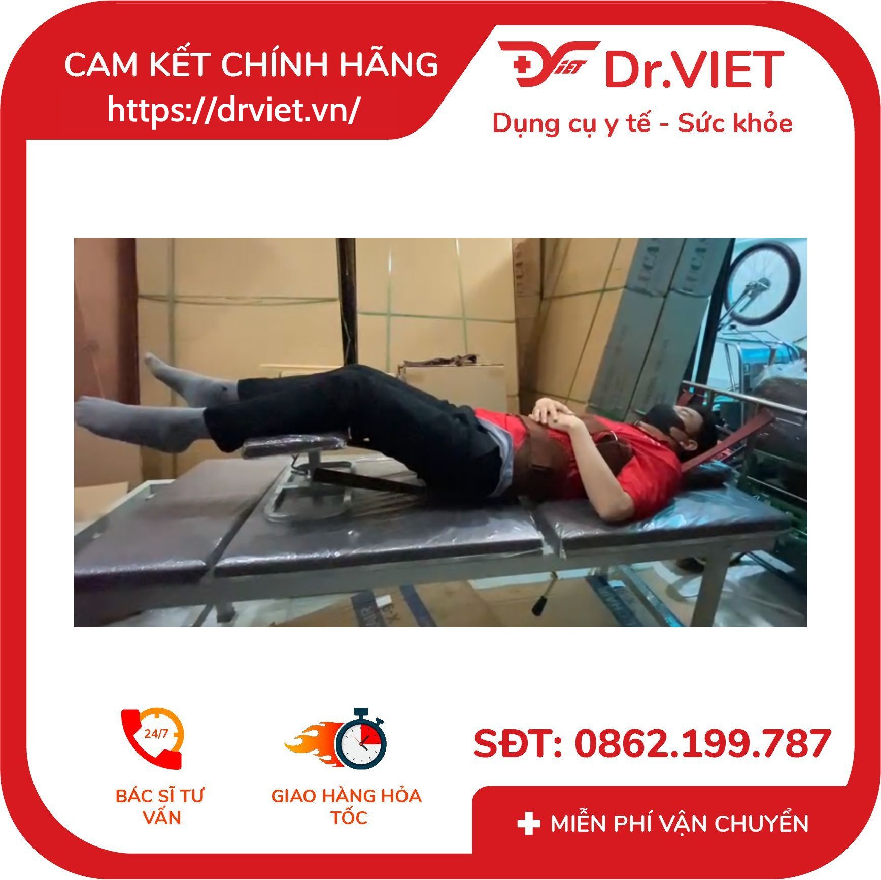 Giường kéo cột sống lưng và cột sống cổ 3 khúc DVC15