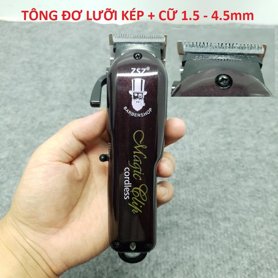 Tông đơ cắt tóc không dây chuyên nghiệp Barber Magic Clip ZSZ - Lưỡi Kép ( Tặng cữ 1.5mm - 4.5mm )