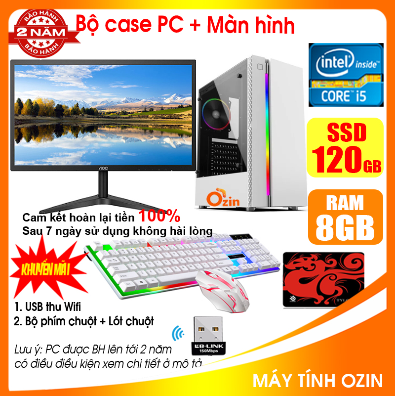 [Trả góp 0%]Bộ máy tính để bàn VP LED Trắng + Màn 20 24 inch G2010 / i3-2100 / i5-2330-3330/ i7-2600 / Ram 4-8GB/ SSD 120-240GB  ... [Tặng Phím chuột, thu wifi, bàn di] VPG2 VPi32 VPi52 VPi53 VPi72 LOZ