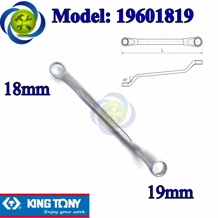 Cờ lê hai đầu tròng 18mm và 19mm kingtony 19601819