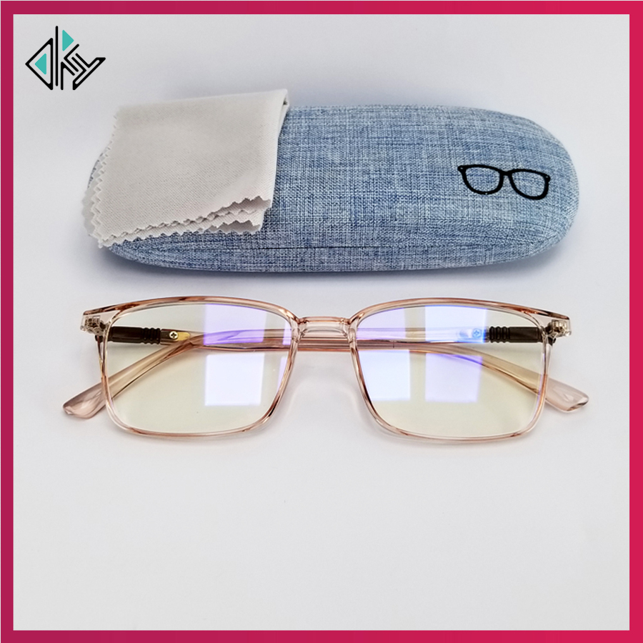 [HCM]Gọng kính cận nữ - nam dẻo 2 màu đen và nâu nhạt tròng kính giả cận 0 độ chống ánh sáng xanh. Kính đi đêm và ngày chống chói chống tia UV