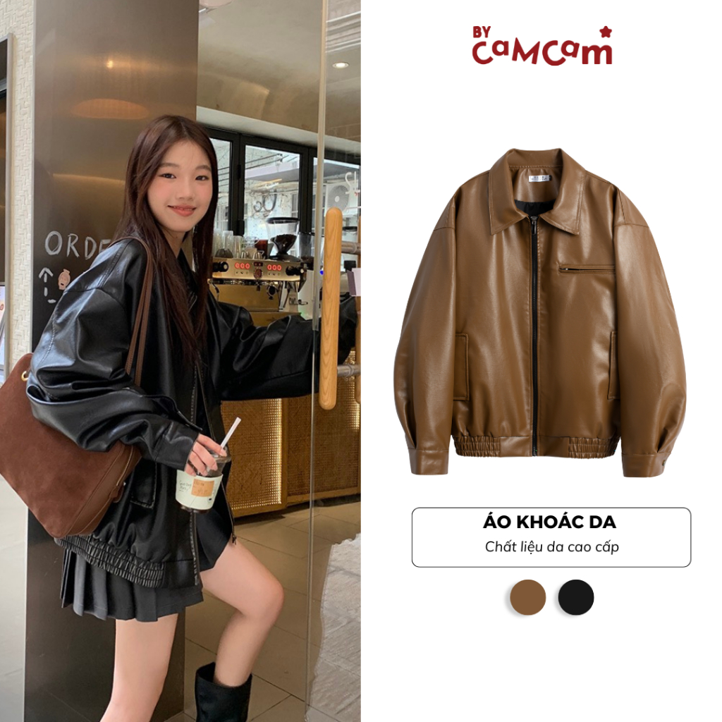 Áo Khoác Da Bycamcam Tay Dài Cao Cấp Phong Cách Retro Cổ Điển