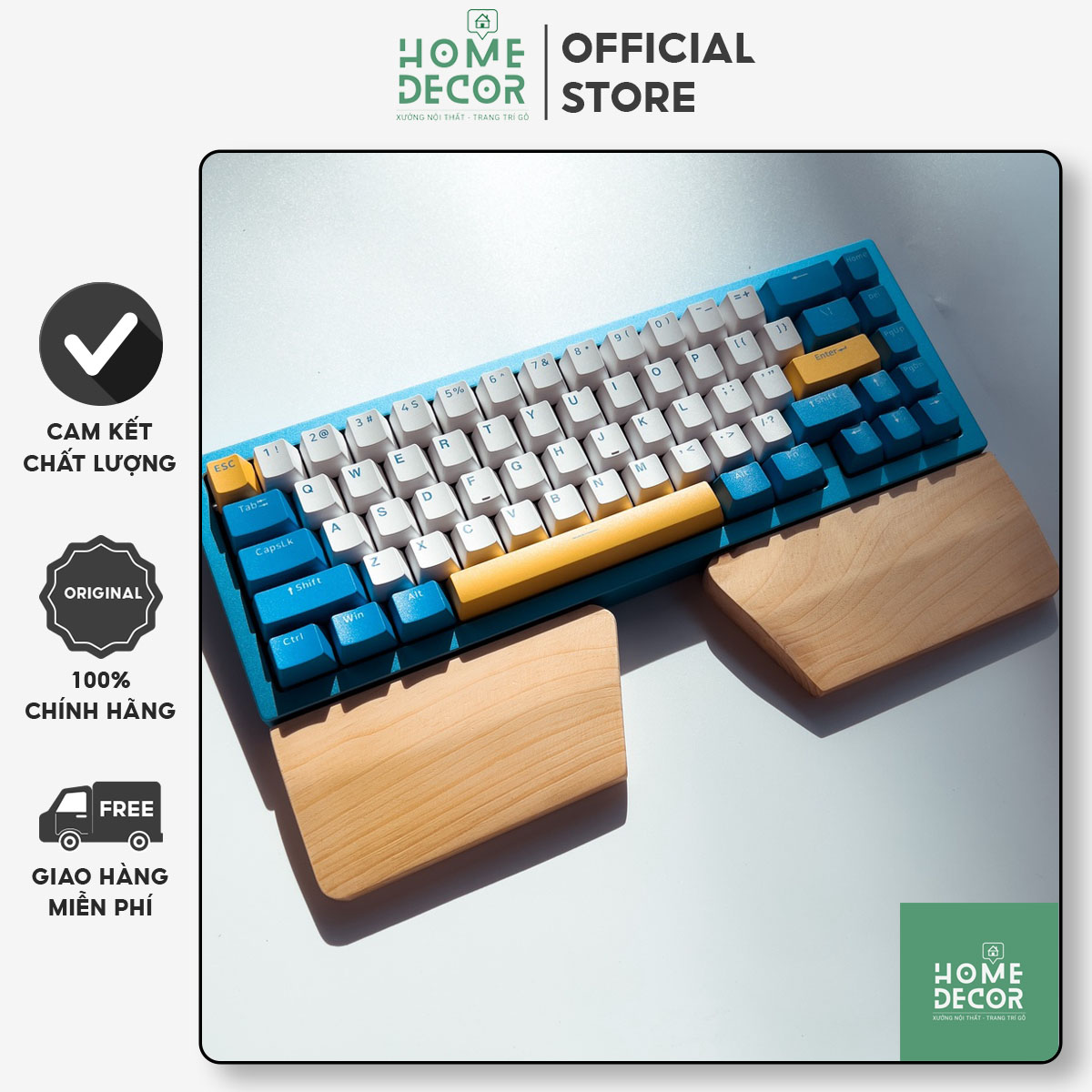 Free shipping + 5k gift portable wooden two piece keyboard, armrest two piece natural wood homedecor, private size please message the shop