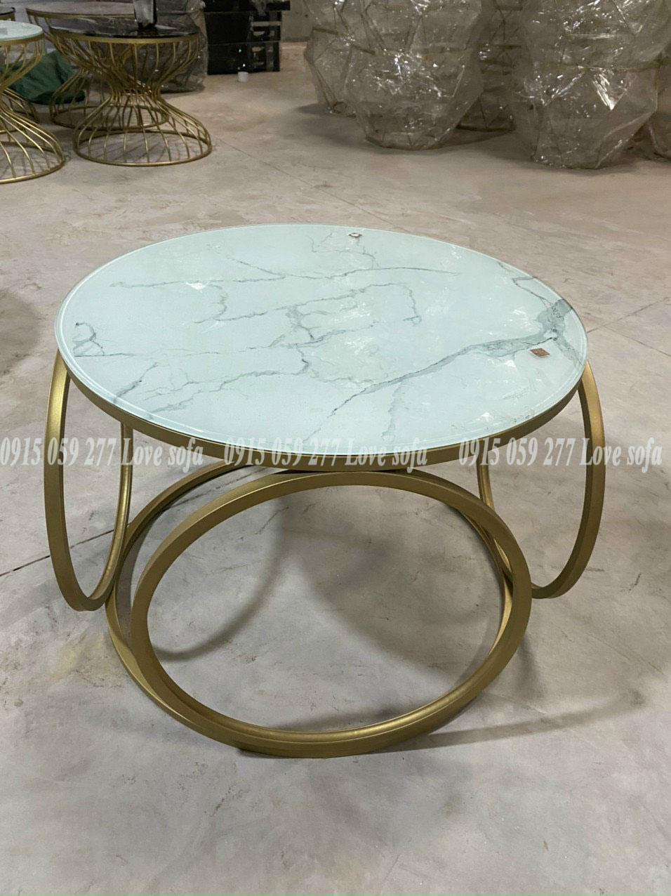 Bàn sofa, bàn trà cao 45cm khung sắt bền đẹp, mặt kình giả đá sang trọng