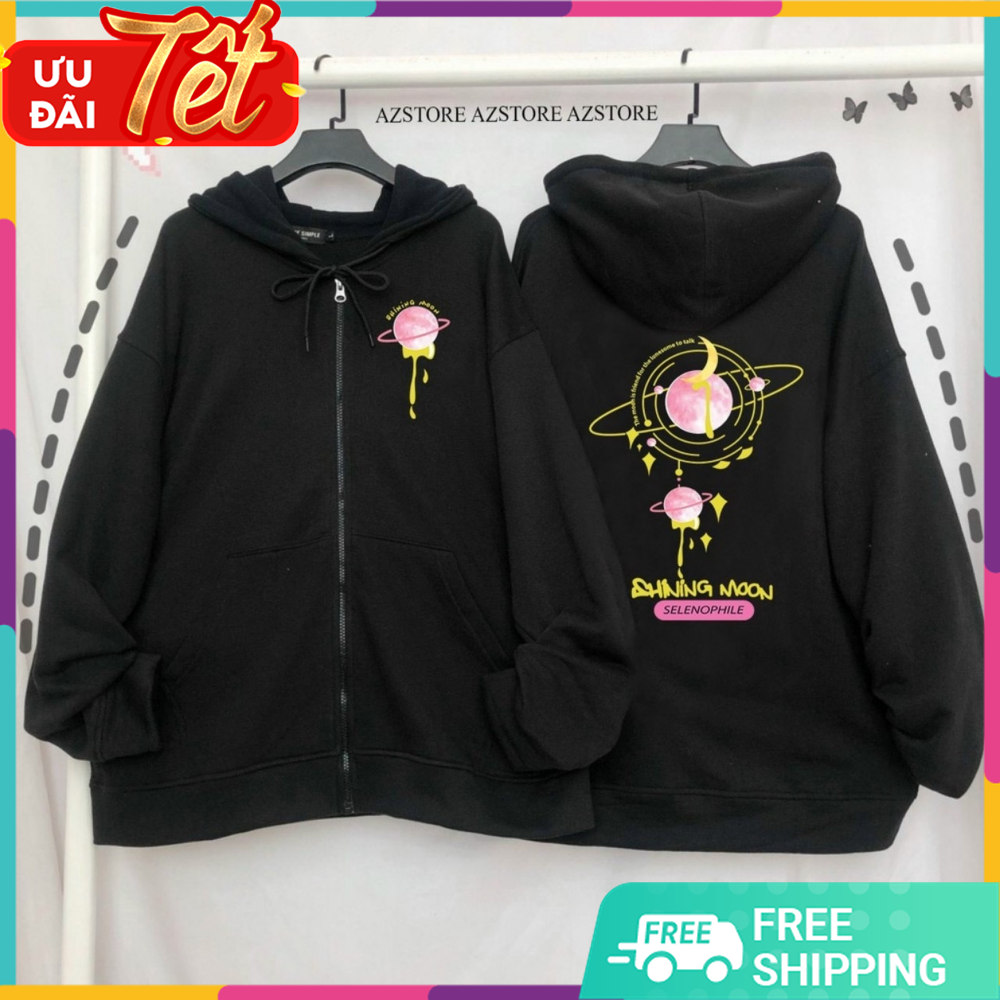 ÁO KHOÁC NỮ NỈ NGOẠI DÀY DẶN IN HÌNH SHINING MOON SIÊU CHẤT, ÁO KHOÁT NỮ GIÁ RẼ, ÁO KHOÁT NỮ ĐẸP, ÁO KHOÁC NỮ FORM RỘNG CÁ TÍNH