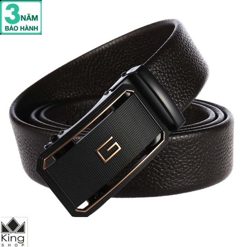 [HCM]Thắt Lưng Dây Nịt Nam Da Bò Khóa Tự Động Mặt Chữ G (Bảo Hành 3 Năm) - Đồ Da Kingshop