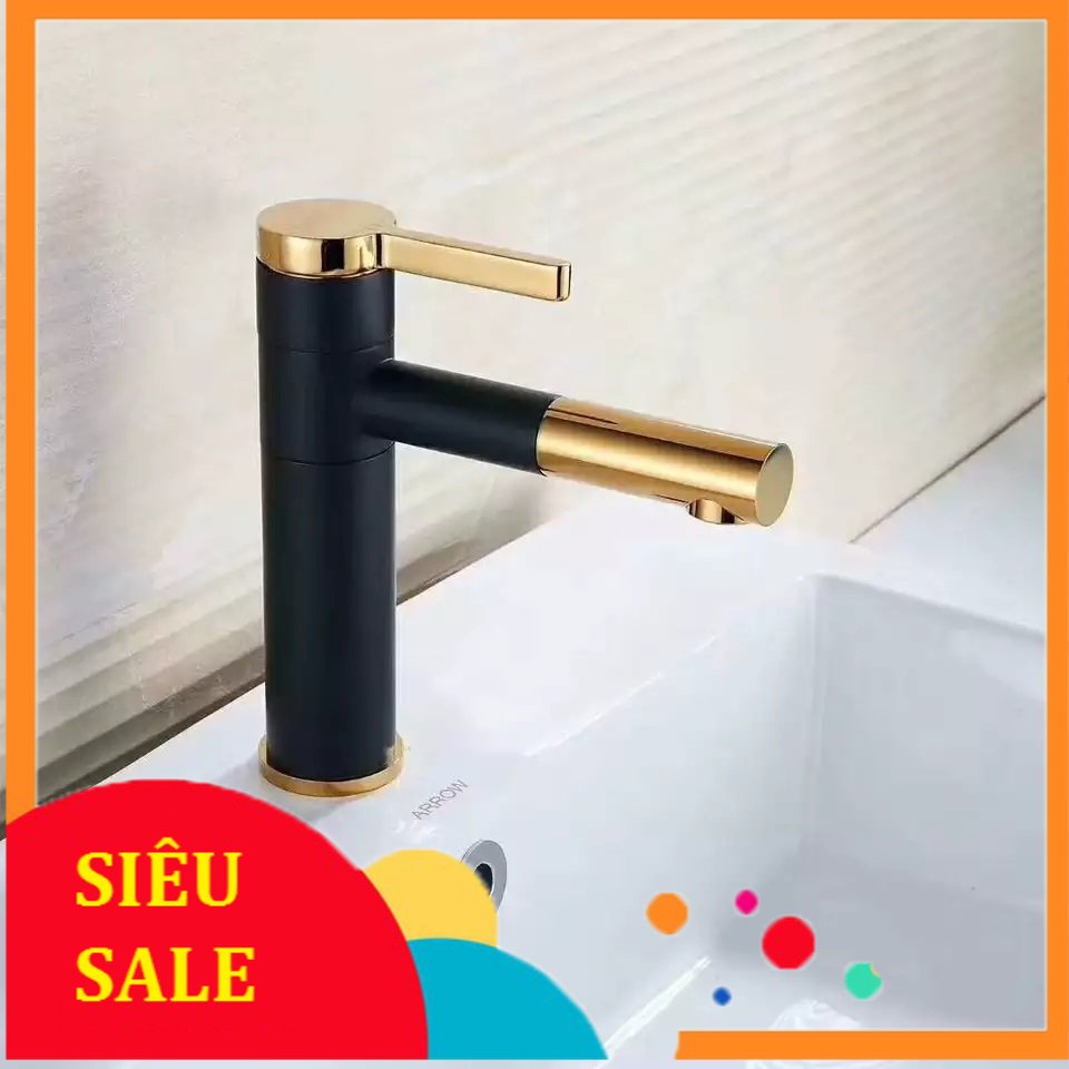Vòi lavabo, vòi lavabo nóng lạnh, cao 18cm đồng thau sơn tĩnh điện cao cấp