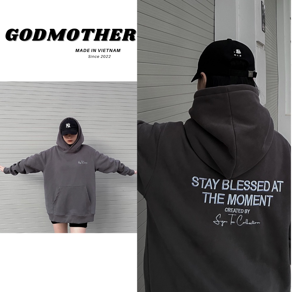 Áo hoodie mũ trùm, áo khoác nỉ bông godmother 2022
