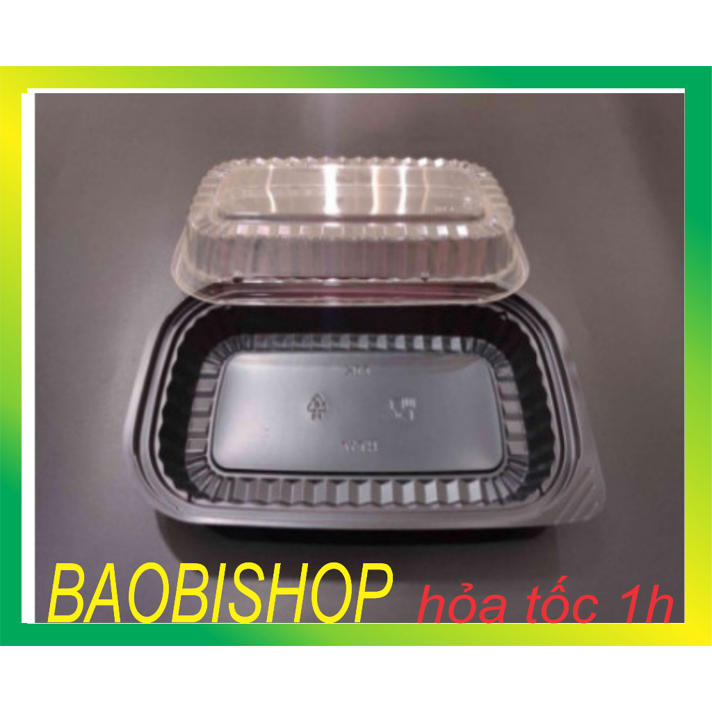 Hộp nhựa HT17 hộp đế đen hộp sushi_ bao bì shop