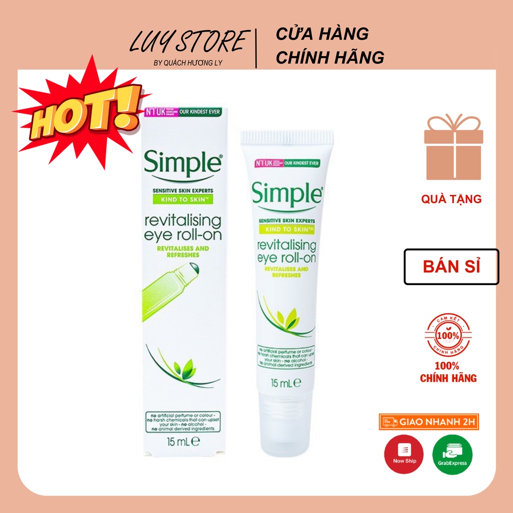 Thanh lăn dưỡng mắt Simple Revitalising Eye Roll On 15ml