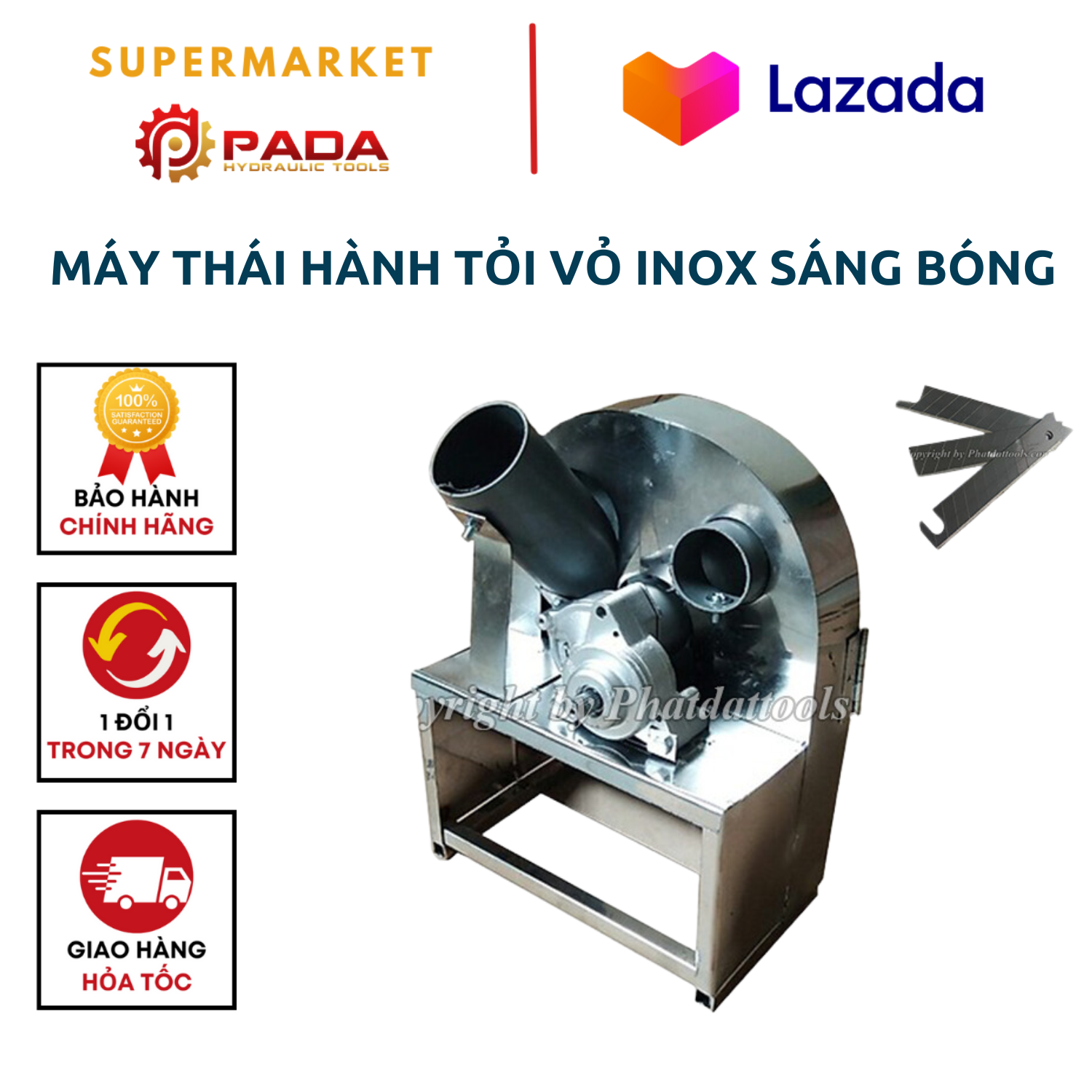 Máy Thái Hành Tỏi Vỏ Inox Sáng Bóng- Máy Thái Hành Làm Hành Phi-Tặng kèm lưỡi dao sơ cua