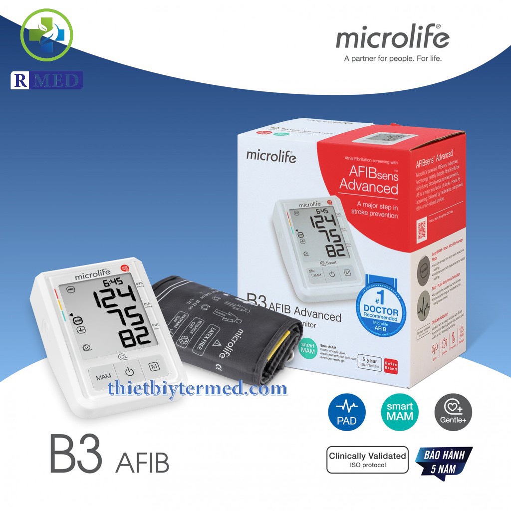 Microlife b3 afib advance - máy đo huyết áp bắp tay -bảo hành 5 năm - chính hãng