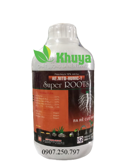 Phân bón lá NPK sinh học AE Nitro Humic 1 Super Roots 500ml Ra Rễ Cực Mạnh