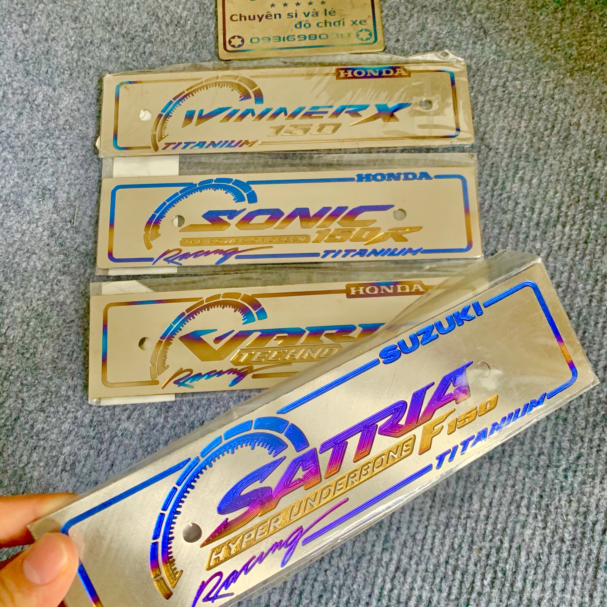 Bảng tên titan các loại xe Winner X Winner Sonic Satria Vario Sirius
