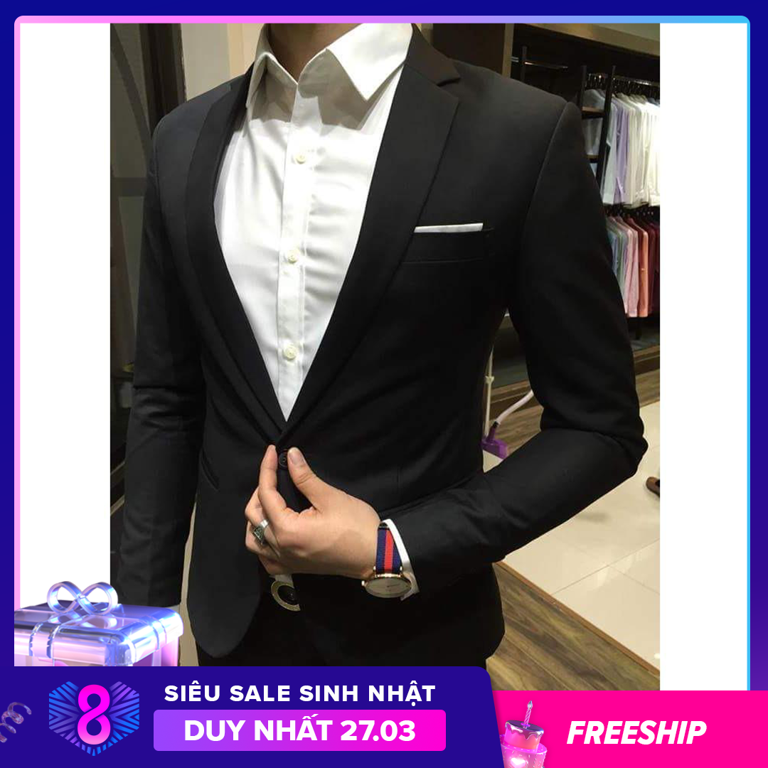 Áo Khoác Vest Nam body mềm mịn may 3 lớp đệm ngực độn vai size S-3XL vừa 45-90kg