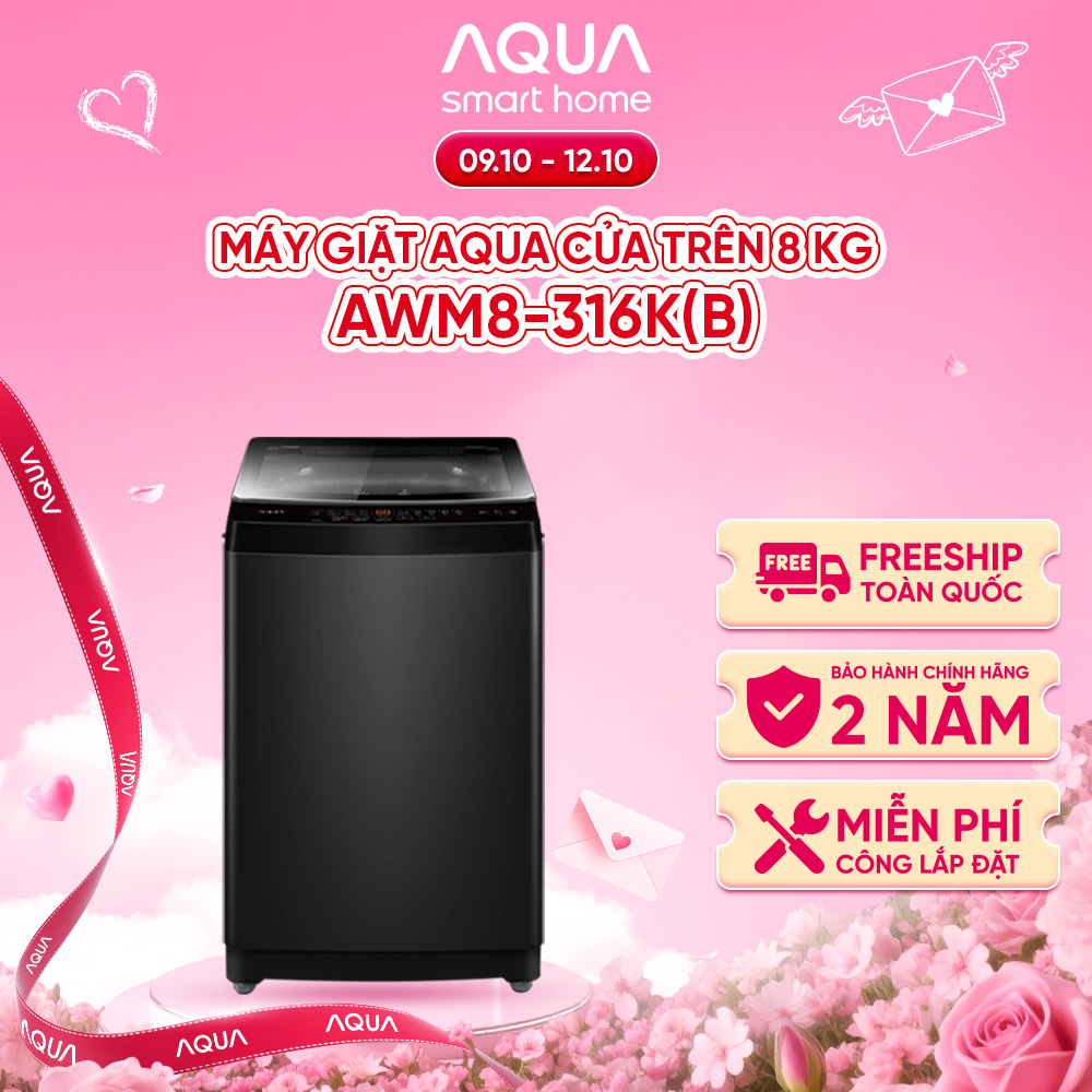 [SALE SỐC] Máy giặt Aqua 8 kg AWM8-316K(B) - Bảo hành 2 năm - Hỗ trợ lắp đặt