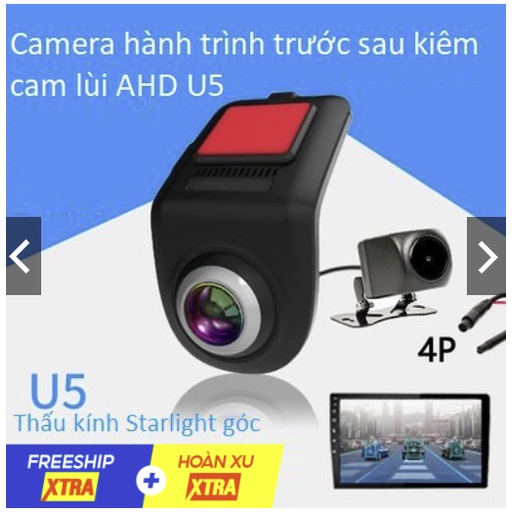Camera hành trình U5 ADAS cam TRƯỚC SAU có CAM LÙI cho màn android