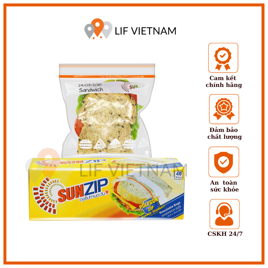 Túi zip đựng thực phẩm - sunzip non anti - size s