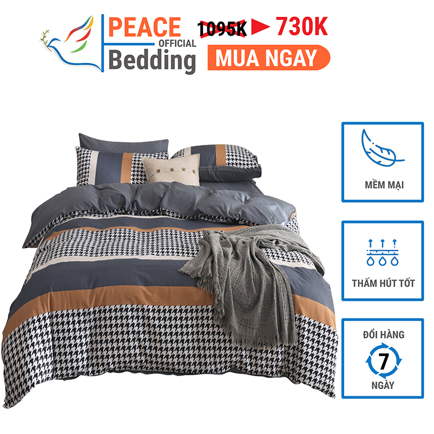 [FREESHIP] Bộ Vỏ Chăn Ga Giường Và 2 Vỏ Gối Đầu 4 Món Mẫu Kẻ Caro Đen Chất Liệu Cotton Living Mềm Mịn Dày Dặn Thấm Hút Tốt Giặt Thoải Mái Bền Màu Đơn Giản Sang Trọng Cho Nệm 1M2, M4, M6, M8, 2M