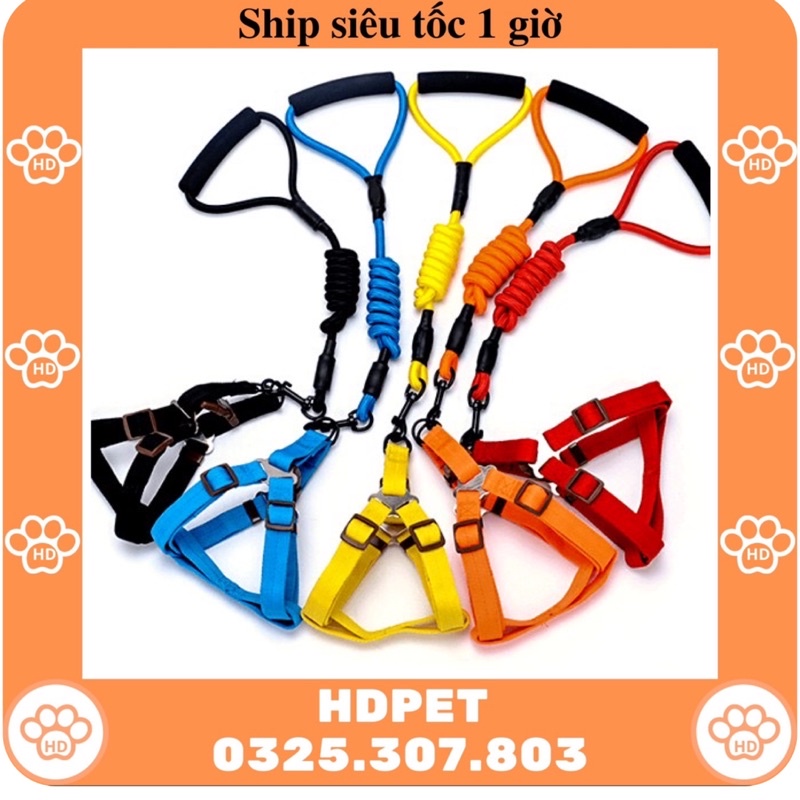 Dây dắt chó từ 3 đến trên 30kg - dây xích chó có tay cầm + đai yếm dắt chó đi dạo