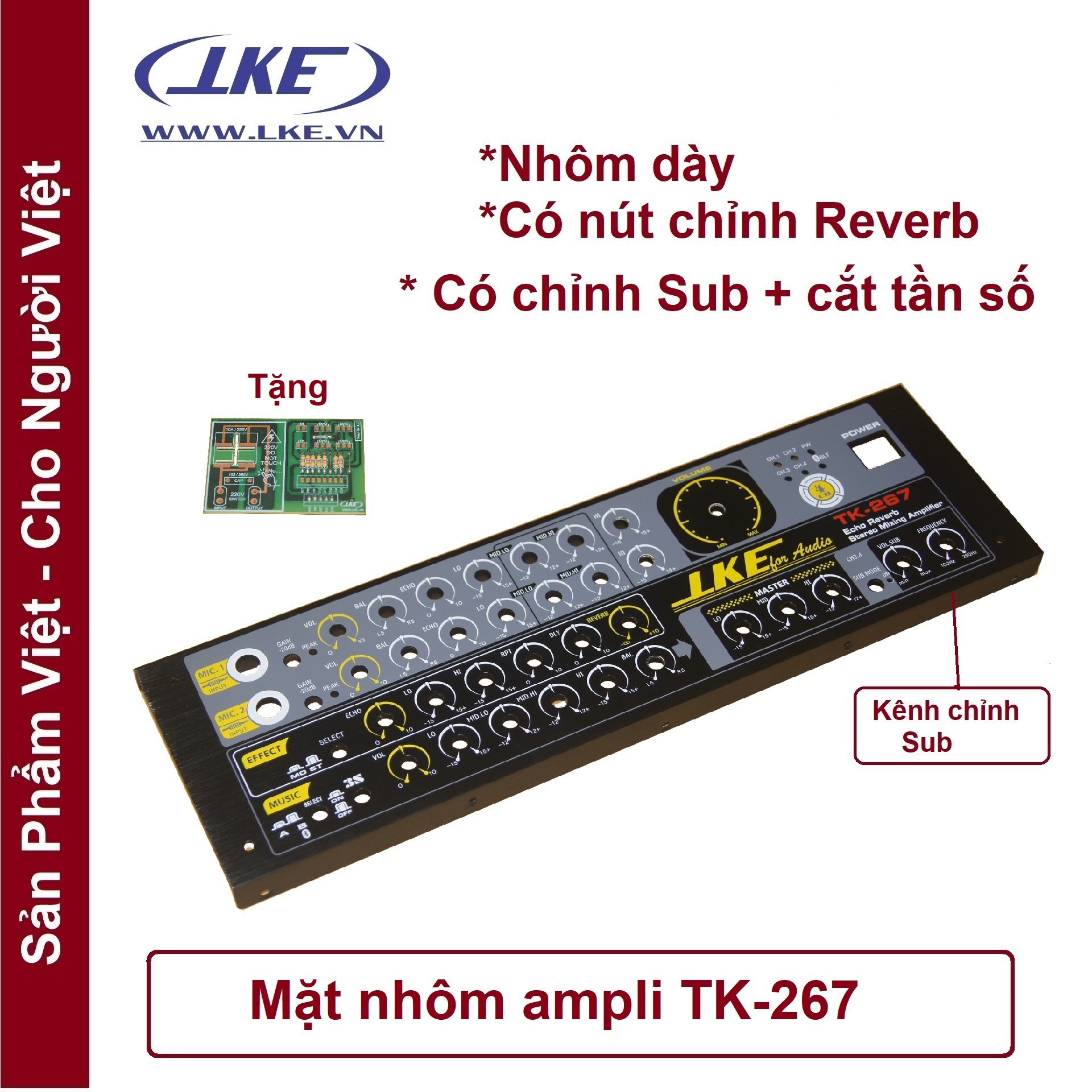 Mặt nhôm ampli karaoke tk267 lke