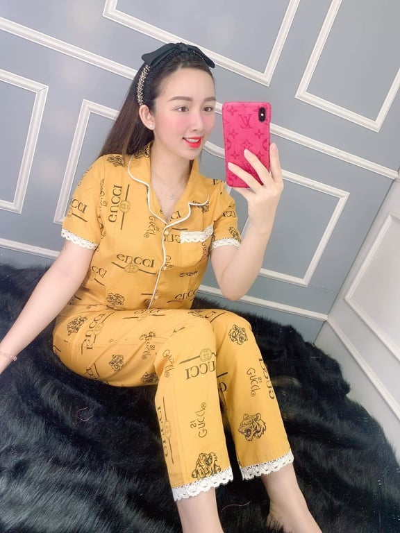 Đồ bộ pijama kate lụa phối ren viền