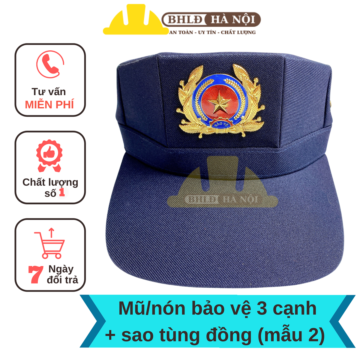 Mũ/Nón bảo vệ 3 cạnh + sao đồng (mẫu 2)