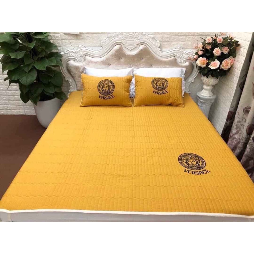 Chiếu điều hoà đũi logo thương hiệu kèm vỏ gối kích thước 1m6x2m