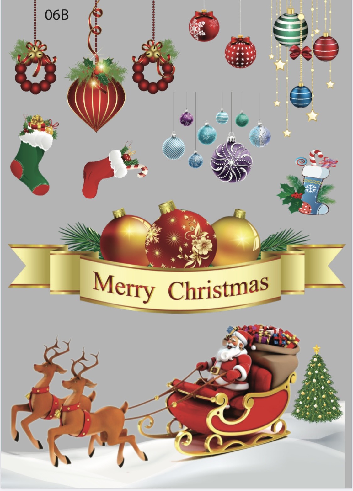 Decal trang trí noel dán kính dán tường nhiều mẫu 6B