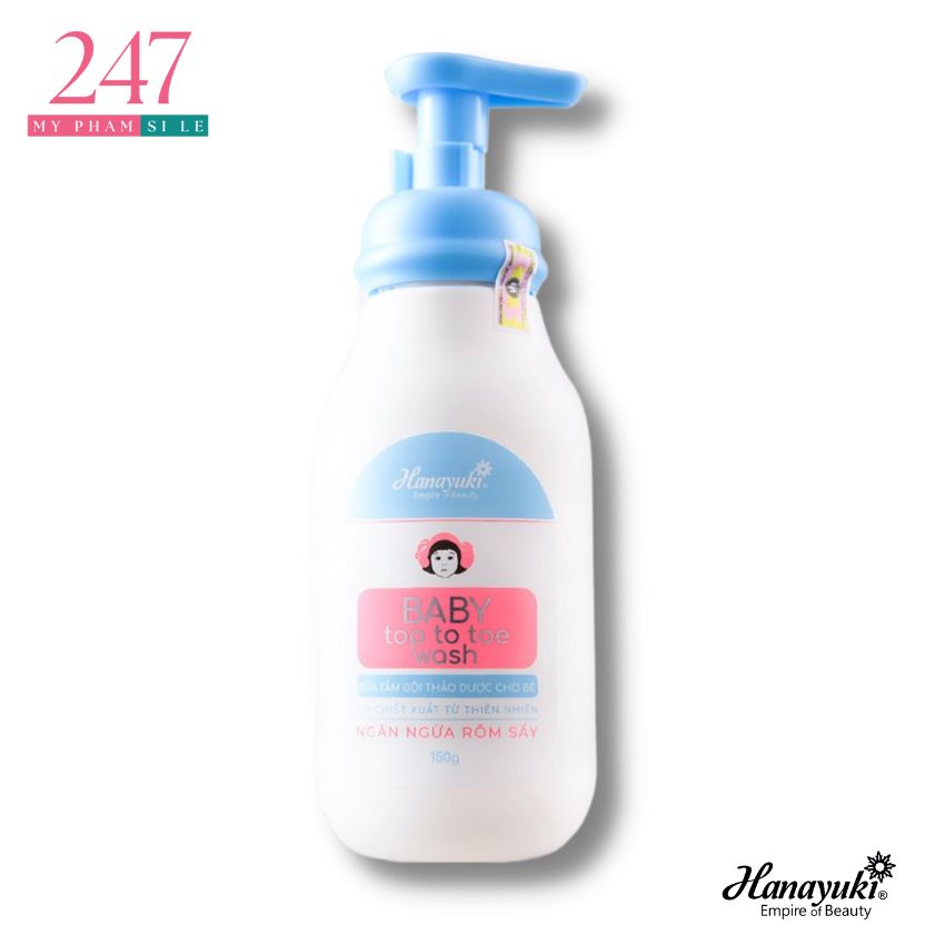 Sữa tắm gội cho bé sơ sinh 150g Hanayuki Sữa tắm em bé ngừa rôm sảy hâm tã không cay mắt thành phần thực vật Myphamsile247 Han084