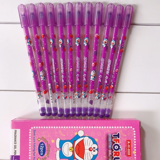 Bút gel thơm Doreamon mầu tím ( 1 hộp 12 cây )