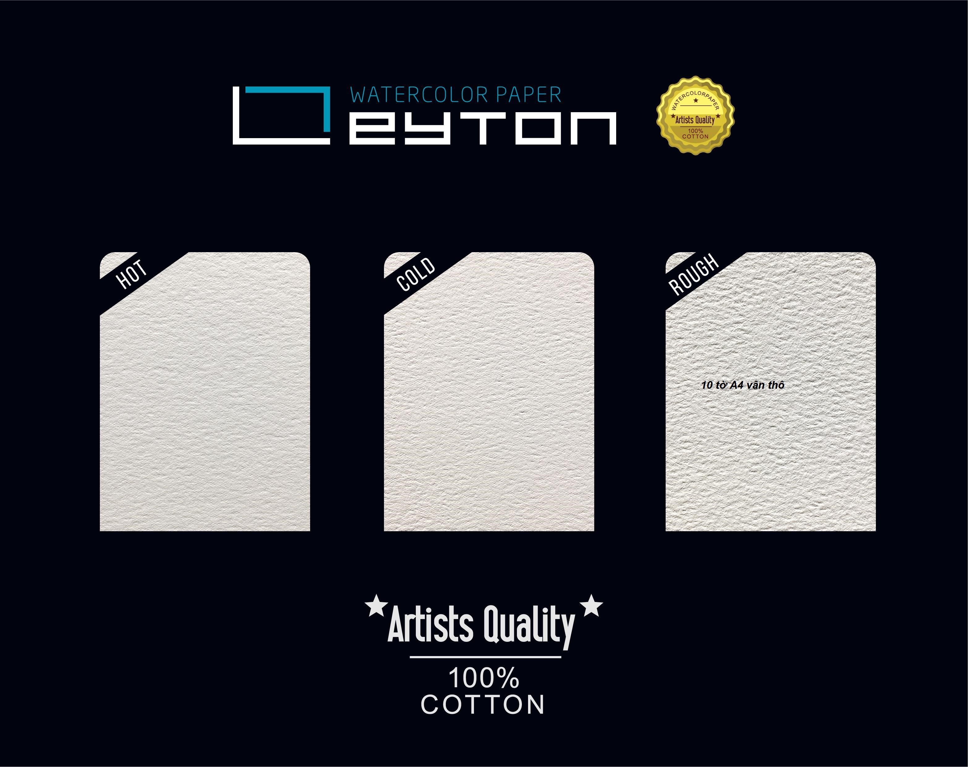 Giấy vẽ màu nước Leyton, 300gsm, 100% cotton (vân Rogh, vân Cold)