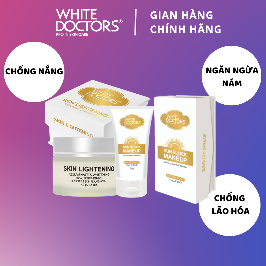 Bộ đôi dưỡng trắng da mặt White Doctors - Skin Lightening & Sun Block Makeup