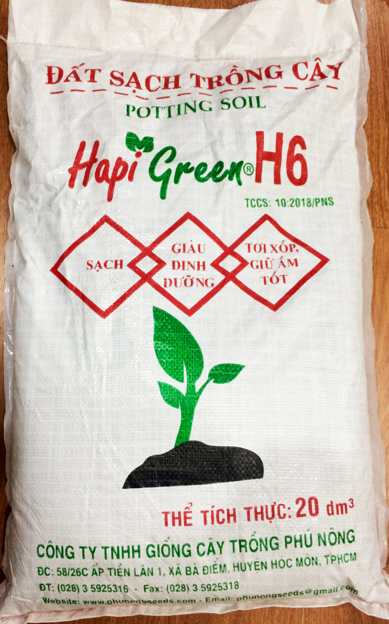 [HCM]Đất hữu cơ sạch H6 trồng cây rau màu Phú Nông-gói 20dm3-chất lượng cao