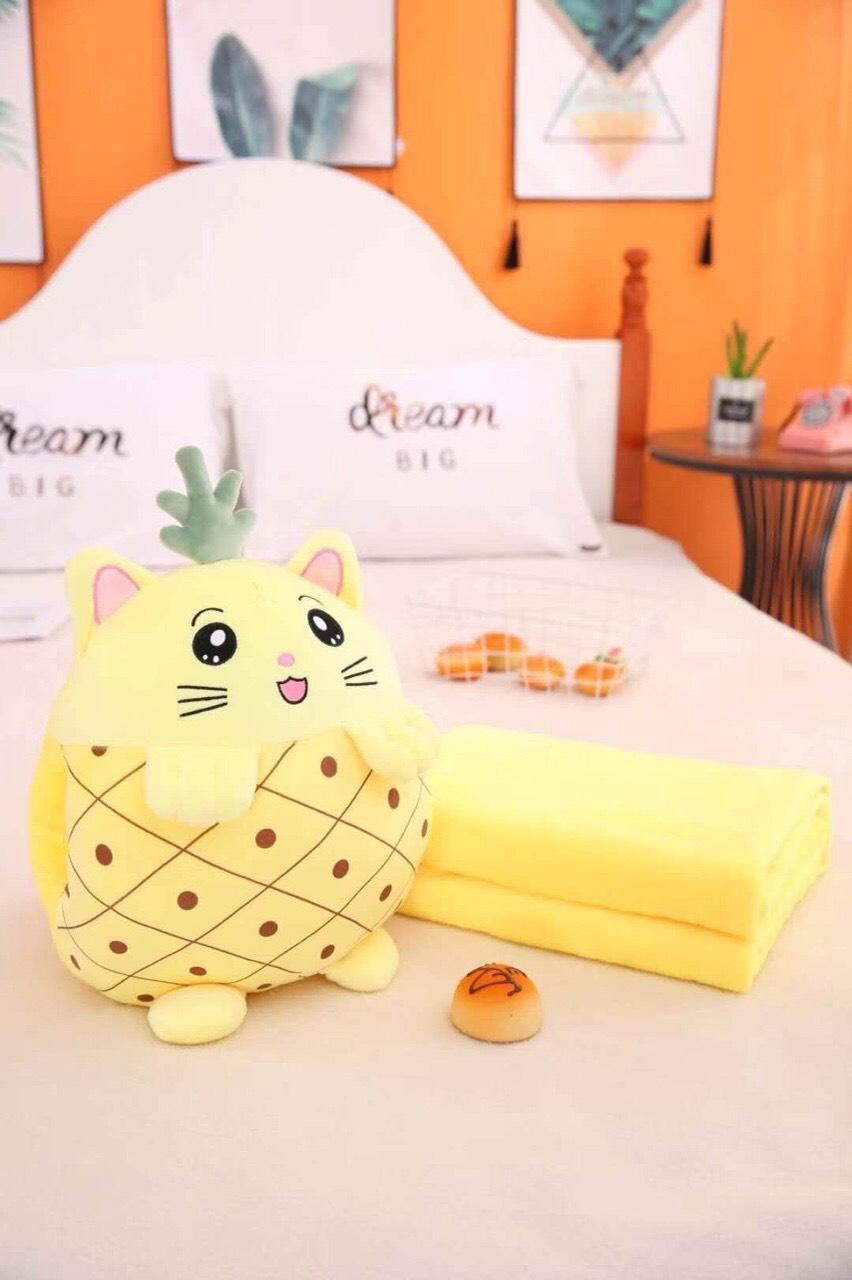 (CHỌN MẪU) Bộ gối mền ngủ văn phòng 3 trong 1 cho dân văn phòng hay cho bé đi học hình quả ngộ nghĩnh chất liệu mềm mại, Bộ chăn gối ngủ văn phòng 3 in 1
