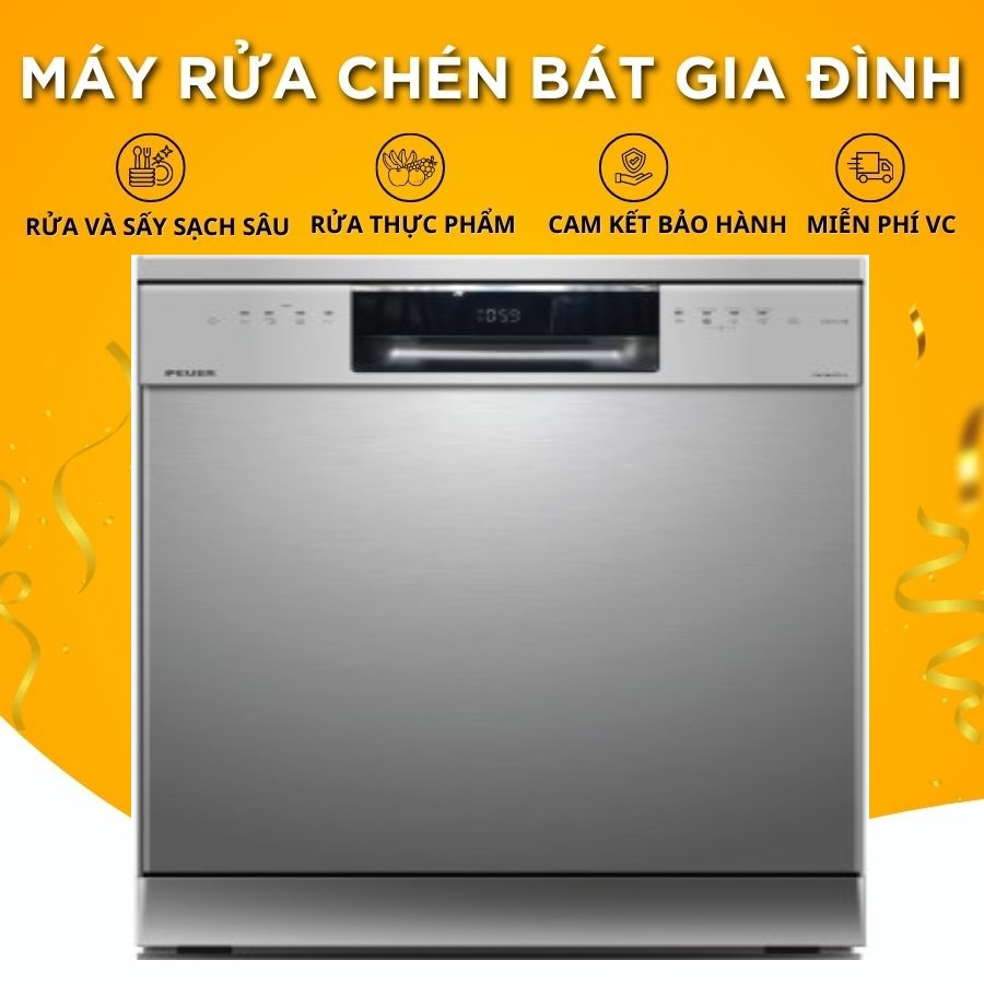 Máy Rửa Bát FEUER GF1458, Sấy Khô Diệt Khuẩn 6 Chương Trình Chuyên Biệt, Tiệt Trùng Tia UV, Màn Hình LCD - Bảo Hành 3 Năm