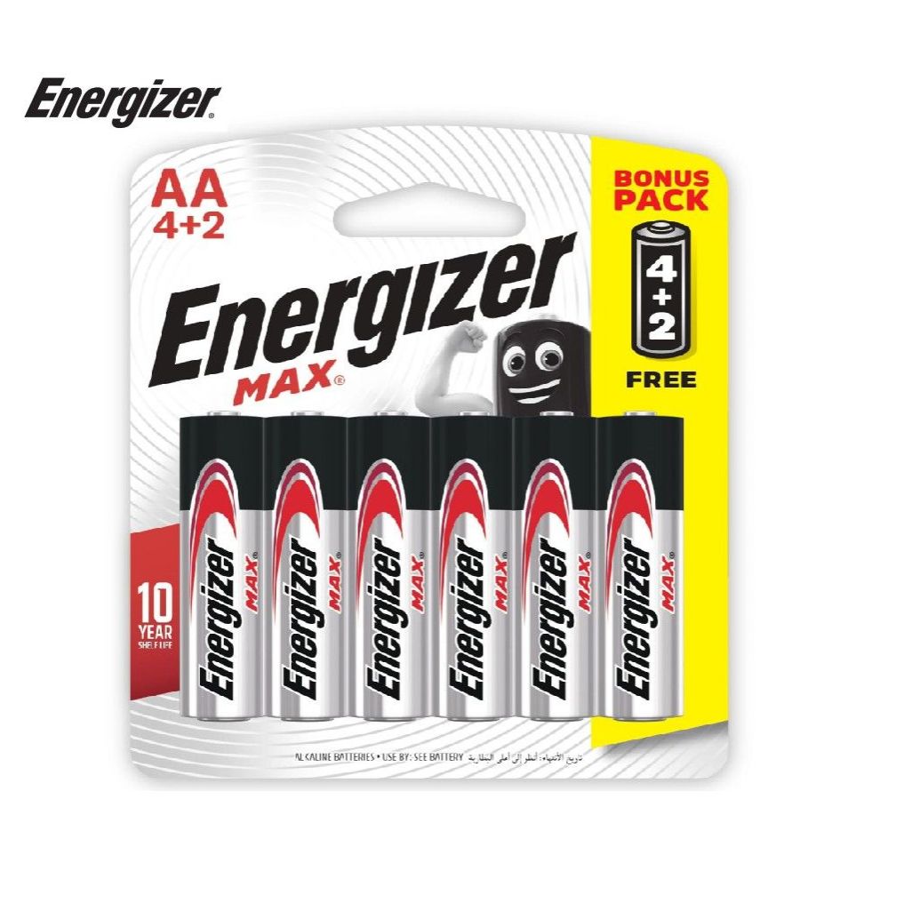 Vĩ 4 tặng 2 viên pin energizer max aa e91 bp4+2 - 100628297