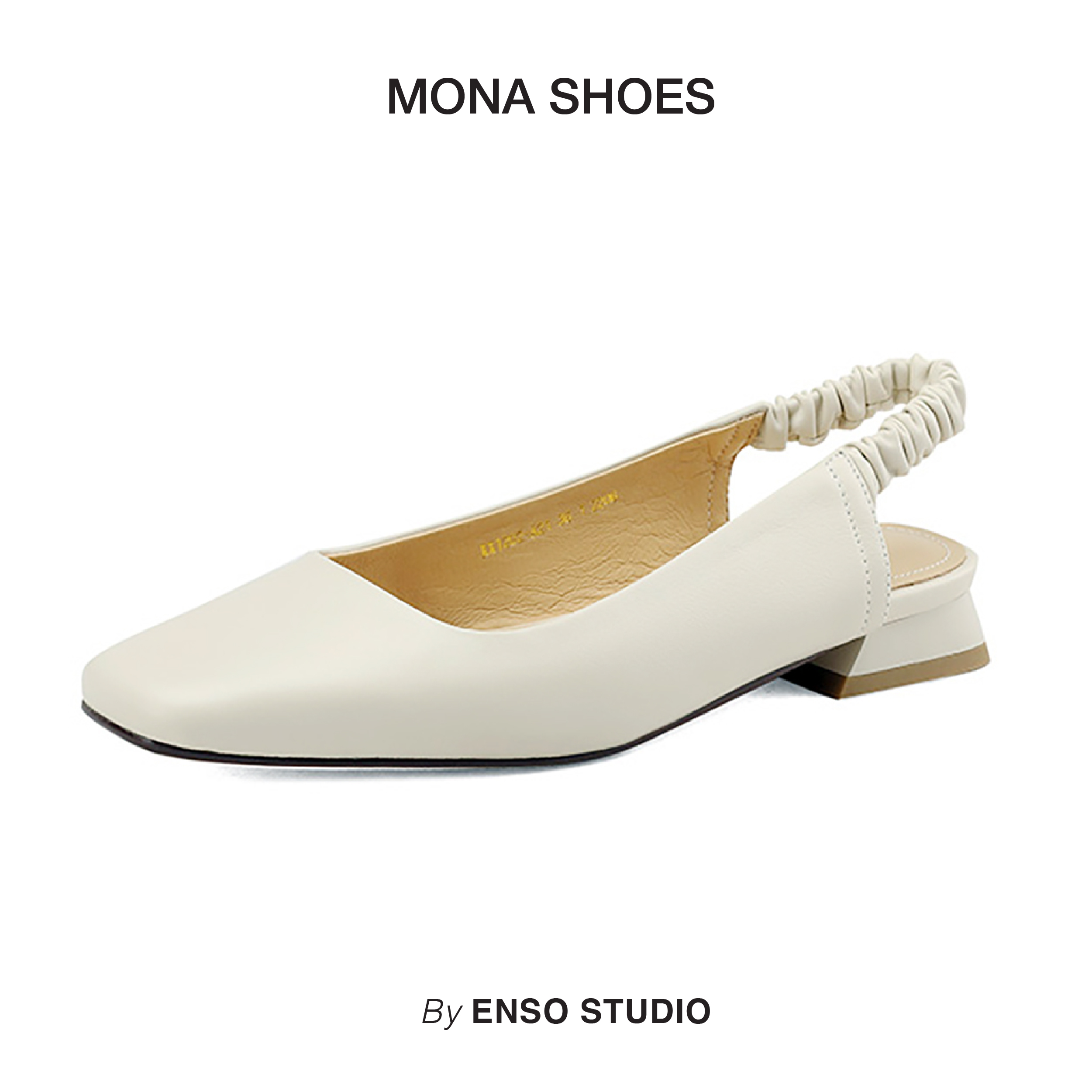 ENSo - Giày da thật nữ đế bệt MONA màu trắng