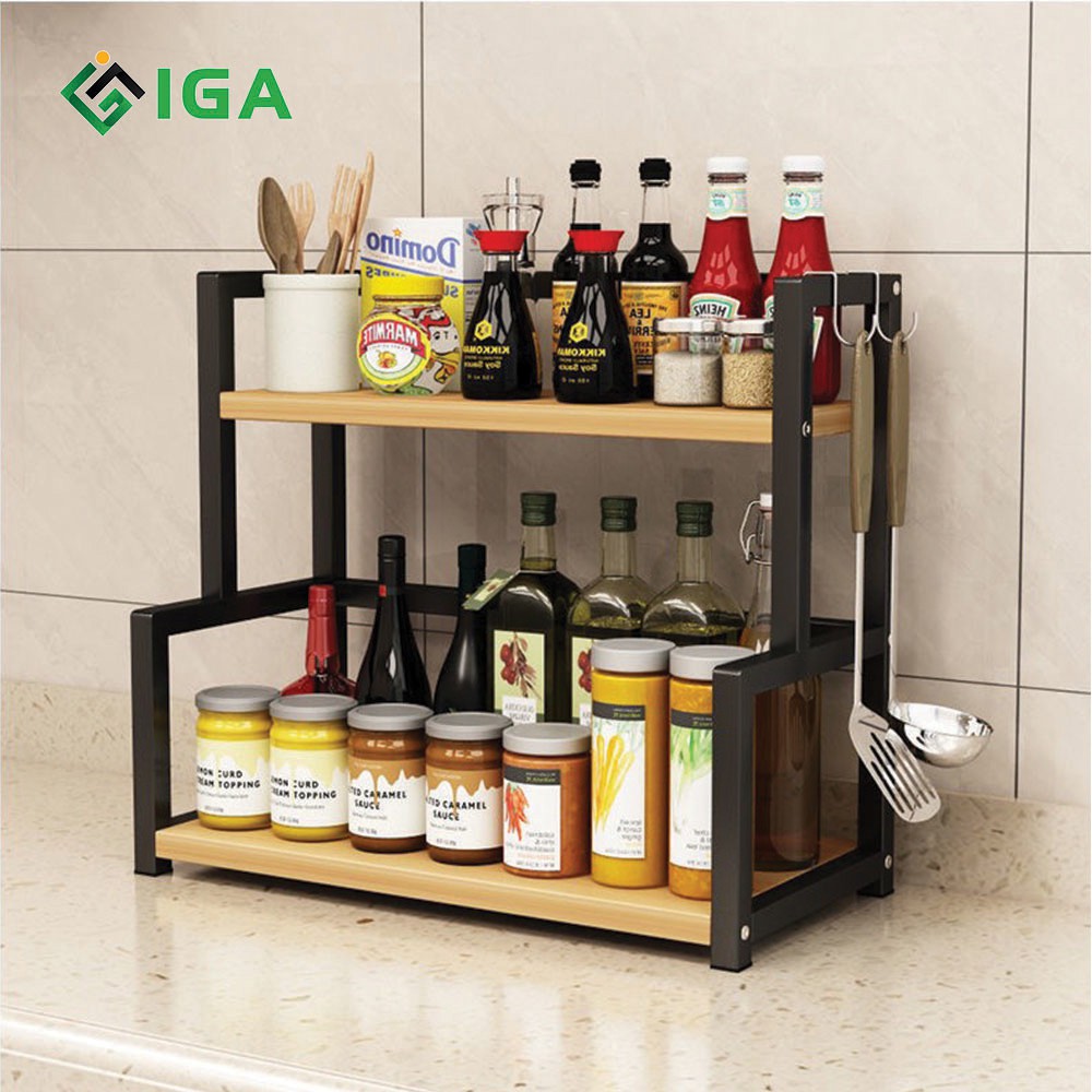 Kệ Gia Vị Để Bàn Nhà Bếp - Kệ Gia Vị Khung Sắt Sơn Tĩnh Điện GM04