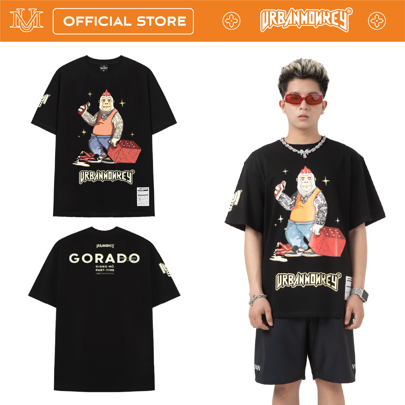 Áo thun urban monkey gorado ganster tee chất liệu cotton hai chiều
