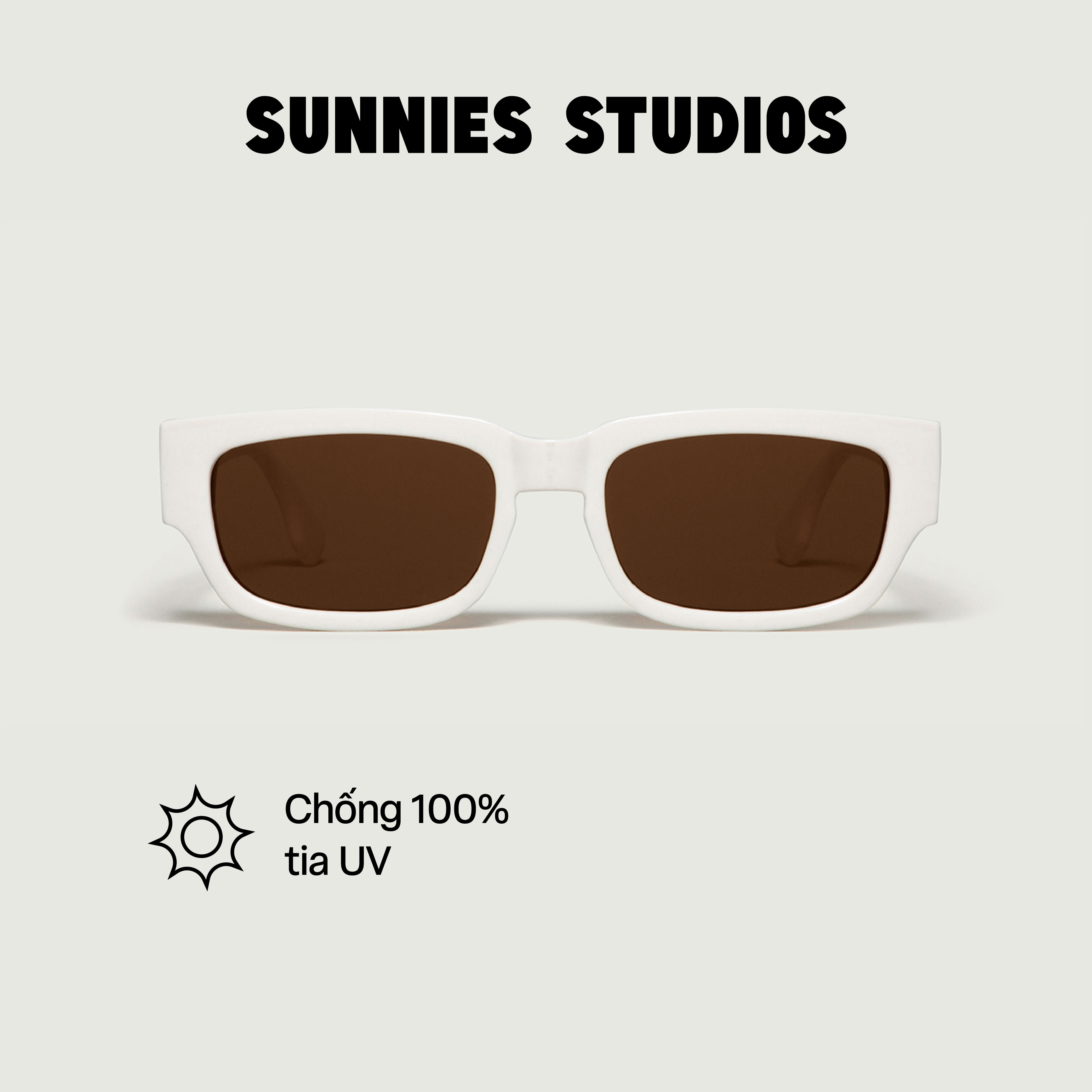 Kính mát Sunnies Studios Gọng Chữ Nhật Jarvis in Cream