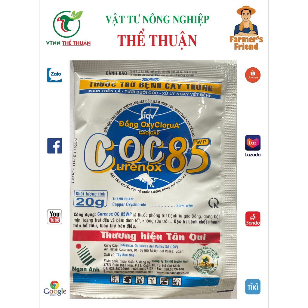 Thuốc trừ bệnh cây kiểng COC 85wp- phòng trừ nấm bệnh gói 20gram