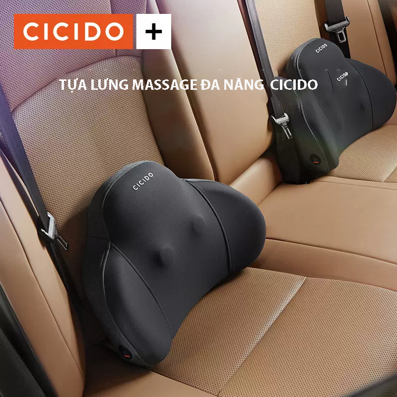Gối đệm lưng massage xoay lăn cicido, cao su non, dành cho văn phòng, xe hơi - cổng cắm usb-tựa lưng massage