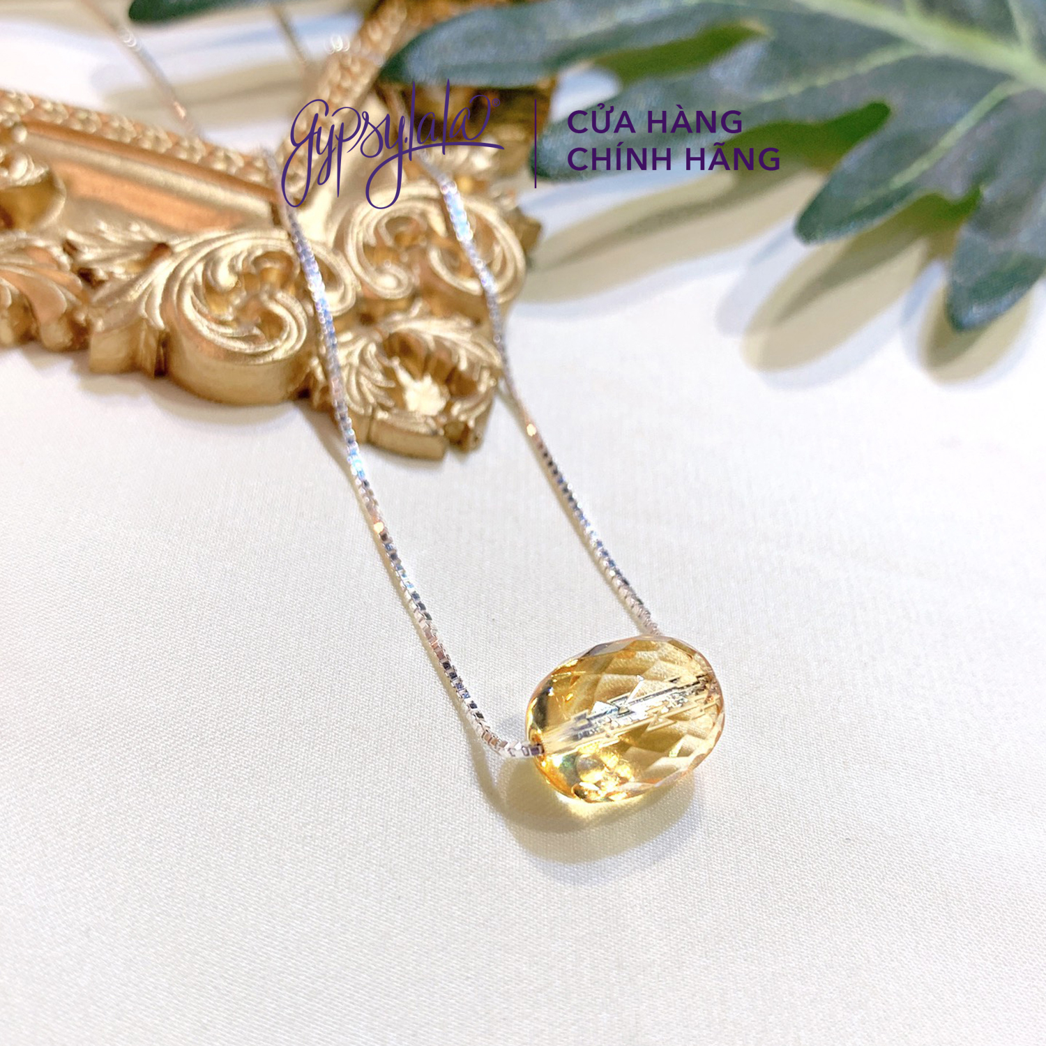 Dây chuyền xỏ ngang đá thạch anh vàng may mắn tài lộc sp004190 gypsy.lala