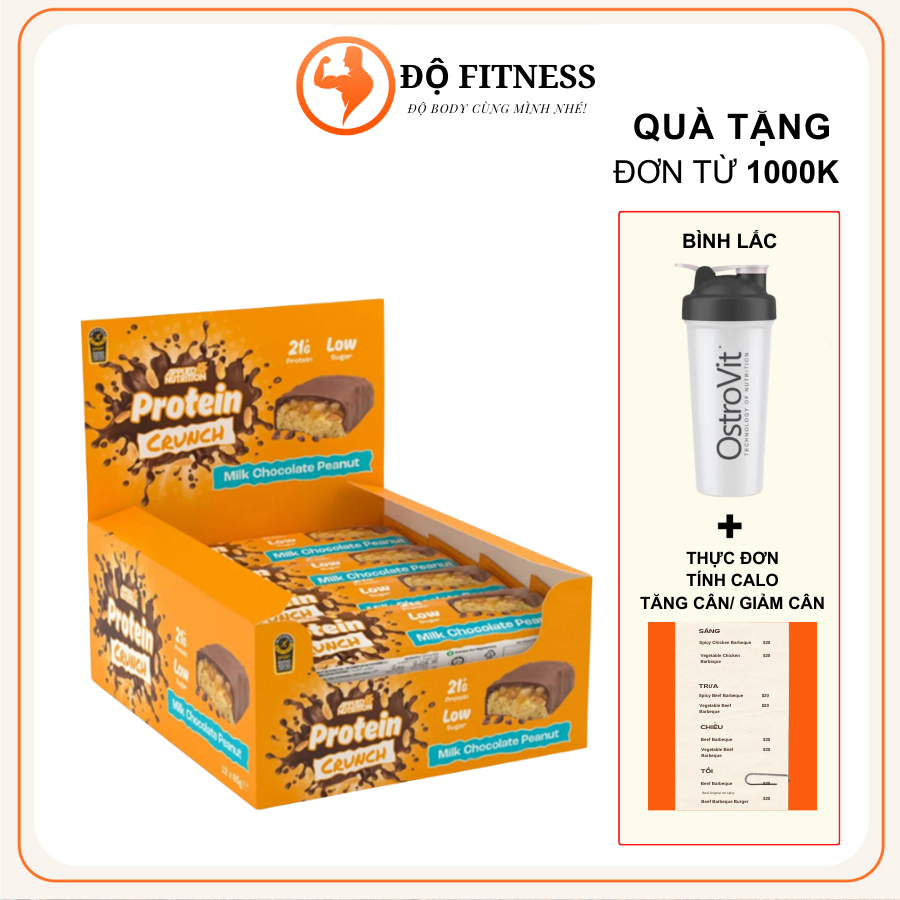 Hộp Protein Bar - Applied Nutrition Bar 12 cái- Ăn Kiêng, Ăn Vặt, Bổ Sung Đạm, Ít Calo Ít Đường Bữa Phụ Dinh Dưỡng 0 Béo