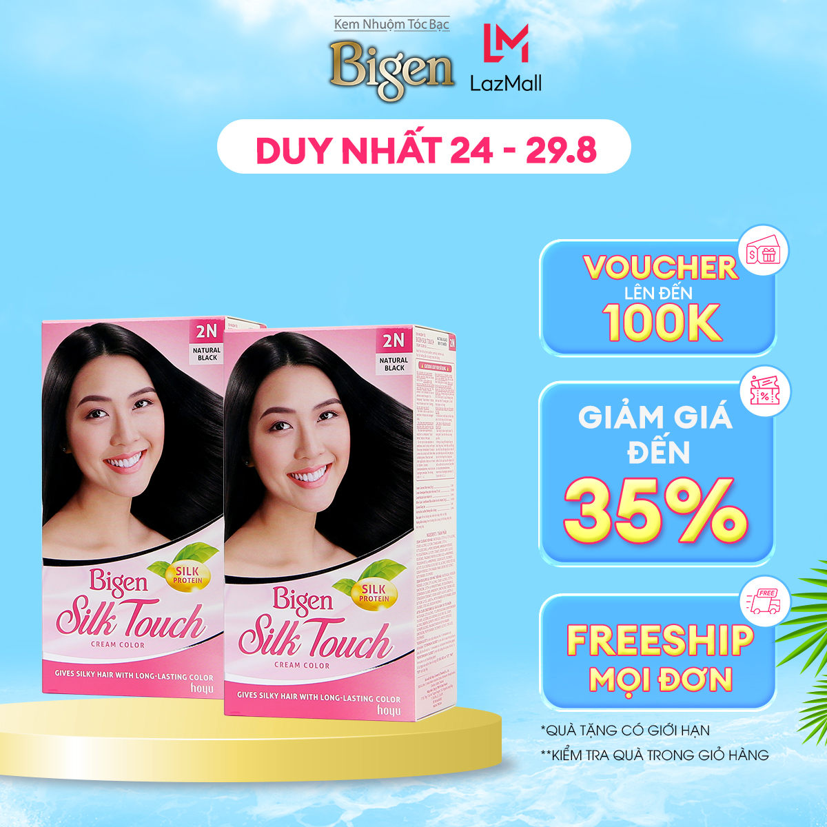Combo 2 hộp Thuốc nhuộm phủ bạc Bigen Silk Touch nhuộm phủ bạc hoàn toàn, dưỡng tóc mềm mượt 80mlx2 dạng kem