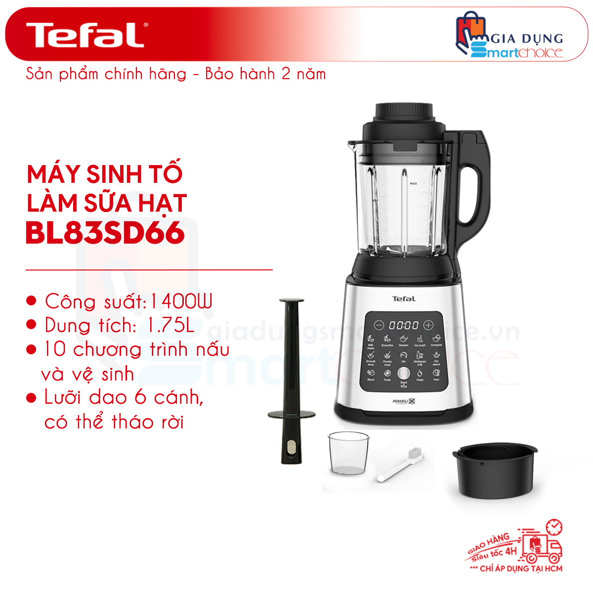 TEFAL GIÁ SHOCK, MÁY LÀM SỮA TEFAL BL967B66 1300W VÀ BL83SD66 1400W, XAY SINH TỐ, LÀM SỮA HẠT, LƯỠI DAO 6 CÁNH, GIADUNGSMARTCHOICE GIAO HỎA TỐC